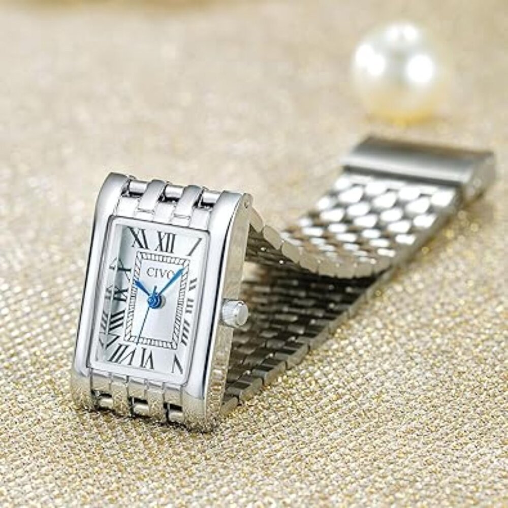 Women's‎ Silver Quarts Watch Roman Dial Square Style